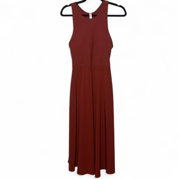 Athleta Winona Midi Support Dress Rust Red Cutout Back Pockets Size M - Picture 7 of 8